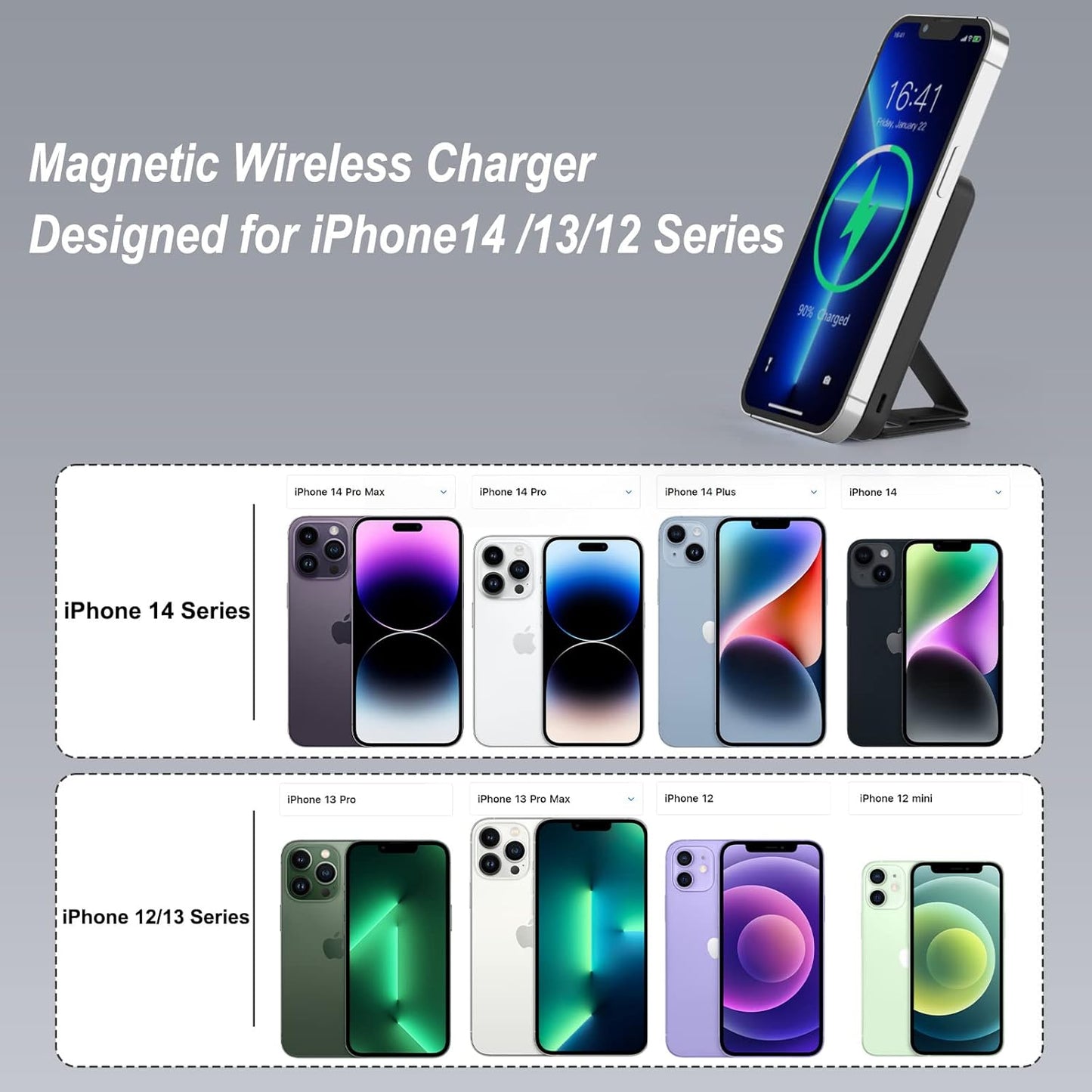 Magnetic Power Bank, 10000Mah Foldable Wireless Portable Charger with USB-C Cable LED Display, for Mag-Safe Battery Pack 22.5W PD Fast Charging for Iphone 16/15/14/13/12 Pro/Pro Max/Plus/Mini