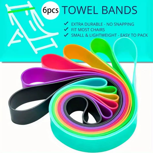 Temu 6Pcs Thicker Silicone Towel Bands for Beach Chair, Windproof Beach Towel Clip Bands, Stretchable and Colorful Beach Chair